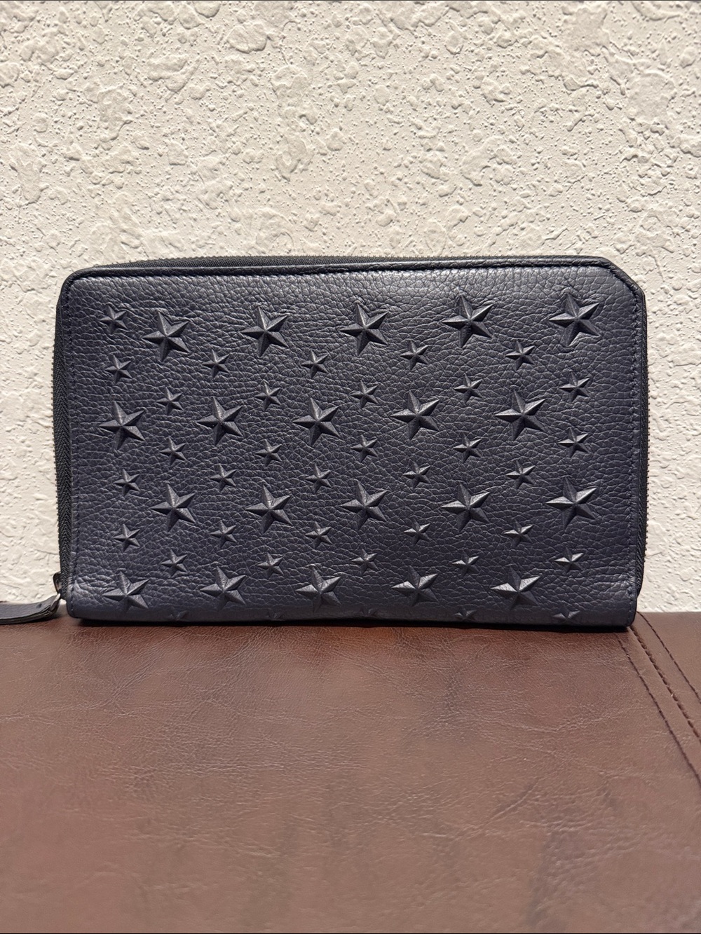 Jimmy CHOO Star-Studded Organizer Zip Wallet in Black